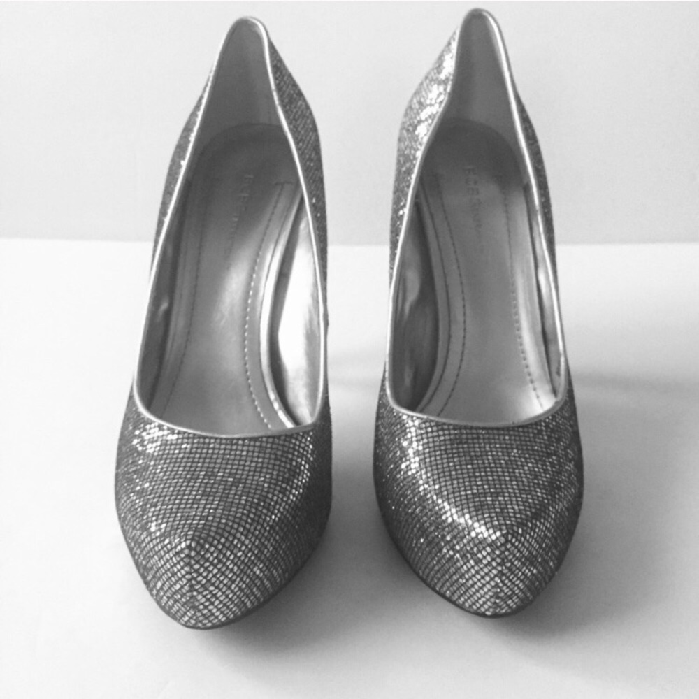 Bcbgeneration Silver Glitter Party Pumps Heels 8.5 - image 2